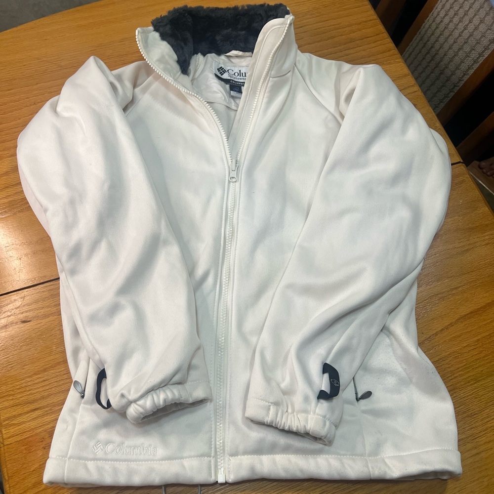 Columbia Cream Fleece Jacket with Black Collar